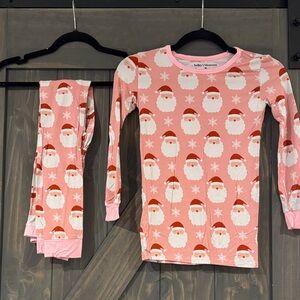 Bailey’s Blossoms Baby Pink Santa Print Pajama Set